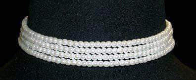 #9779 - 4 Row 4mm White Simulated Pearl Necklace - 11.5"-14.75" Adjustable (Limited Supply)