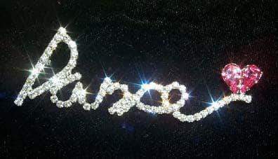Dance - Script with Rose Heart Pin #11089 Pins - Dance/Music Rhinestone Jewelry Corporation