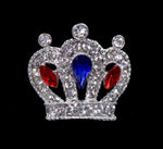 #14669RWB - Cluster Royal Crown Pin - Red White and Blue Pins - Pageant & Crown Rhinestone Jewelry Corporation