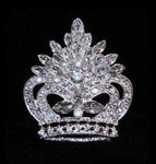 #16130 - Pageant Prize Crown Pin - Silver Pins - Pageant & Crown Rhinestone Jewelry Corporation