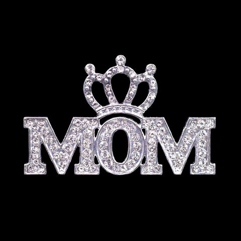 Pins - Pageant & Crown #16522 - Crowned Mom Pave Pin