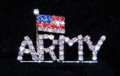#16167 - Army with USA Flag Pin Pins - Patrioitic & Support Rhinestone Jewelry Corporation
