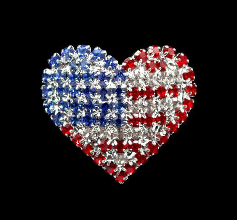 #17182 USA Flag on Heart Pin Pins - Patrioitic & Support Rhinestone Jewelry Corporation