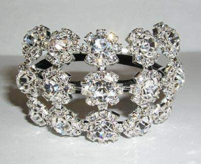 #15042 - Clustered Rosettes Elastic Ponytail Holder (Limited Supply) Pony Tail Holders Rhinestone Jewelry Corporation