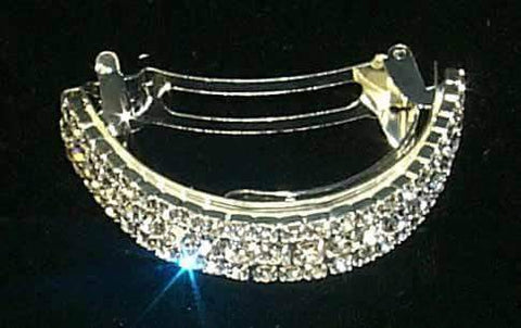 3 Row Pony Tail Barrette - #7583 Pony Tail Holders Rhinestone Jewelry Corporation