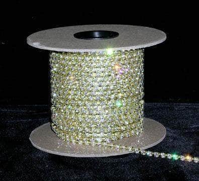 12SS (24pp) Rhinestone Chain - Crystal - Gold Plated (Limited Supply) Rhinestone Chain Rhinestone Jewelry Corporation