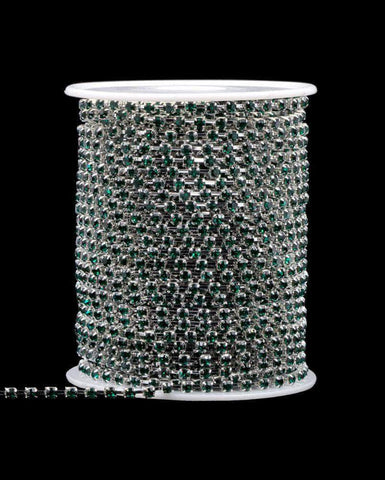 12SS (24pp) Rhinestone Chain - Emerald - Silver Plated (Limited Supply)