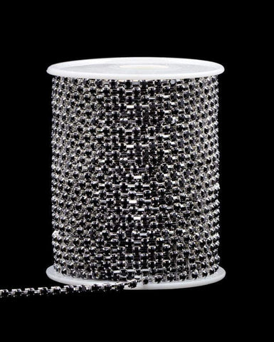 12SS (24pp) Rhinestone Chain - Jet - Silver Plated (Limited Supply)