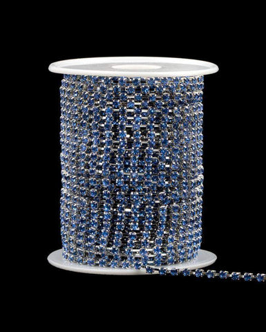 12SS (24pp) Rhinestone Chain - Light Sapphire - Silver Plated (Limited Supply) Rhinestone Chain Rhinestone Jewelry Corporation