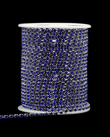 12SS (24pp) Rhinestone Chain - Sapphire - Silver Plated (Limited Supply)