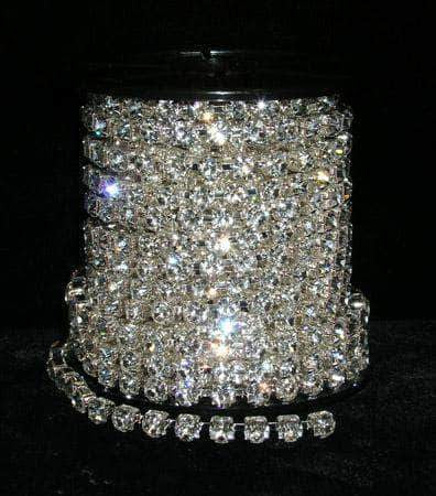 #16210s 24SS Rhinestone Chain - Crystal - Silver Plated