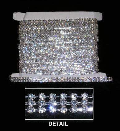 16SS (31pp) - 3 Row Rhinestone Chain - Crystal/Silver (Limited Supply)