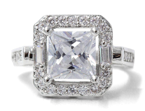 Weiss Radiant Cut CZ Engagement Ring and Cocktail Ring - ADJUSTABLE sizes 6 thru 11
