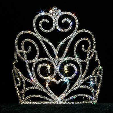 #12558 Victorian Heart Crown Tiara with Combs - 7" Tiaras & Crowns over 6" Rhinestone Jewelry Corporation