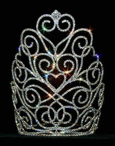 Rhinestones Pageant Round Crown, with Hearts Exquisite Collection of Bridal heart round pageant crown for  main image 3