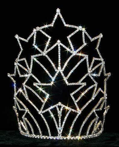 Silver Starburst Tiara - Silver Starburst Tiara, Silver Bridal Crown in Crystal With Starry  main image 4