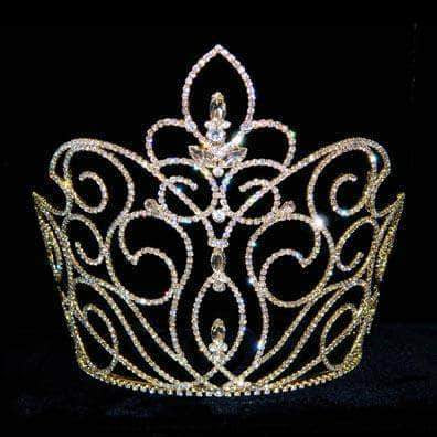 #12746G - Large Rising Fleur De Lis Crown - Gold Plated