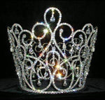 #13543 - Crystal Waterfall Queen Crown Tiaras & Crowns over 6" Rhinestone Jewelry Corporation