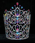 #16111 - Maus Spray Crown - Light Multi Silver - 10" Limited Supply Tiaras & Crowns over 6" Rhinestone Jewelry Corporation