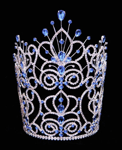 16111 - Maus Spray Crown - Light Sapphire - 10" Tiaras & Crowns over 6" Rhinestone Jewelry Corporation