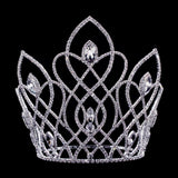 #16648 Vaulted Navette Adjustable Crown - 9" Tiaras & Crowns over 6" Rhinestone Jewelry Corporation