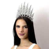 #16675 - Extra Large Rivoli Burst Tiara with Combs - 7" tall Tiaras & Crowns over 6" Rhinestone Jewelry Corporation