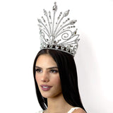 #17092 - Peacock Adjustable Crown - 8" Tiaras & Crowns over 6" Rhinestone Jewelry Corporation