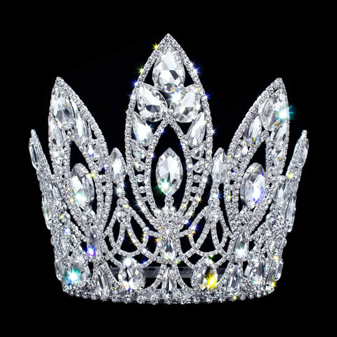 #17345 - The Magnificent Marquis (Narrow) Adjustable Crown - 7" Tiaras & Crowns over 6" Rhinestone Jewelry Corporation