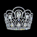 #17359 - The Helena Adjustable Crown - 6" Tall Tiaras & Crowns over 6" Rhinestone Jewelry Corporation