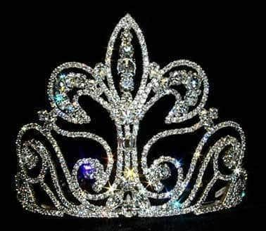 #12737 Large Fleur Di Lis Tiara Tiaras & Crowns up to 6" Rhinestone Jewelry Corporation