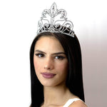 #12737 Large Fleur Di Lis Tiara Tiaras & Crowns up to 6" Rhinestone Jewelry Corporation