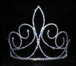 #15466 - Fleur De Swirl Tiara - 5" Tiaras & Crowns up to 6" Rhinestone Jewelry Corporation