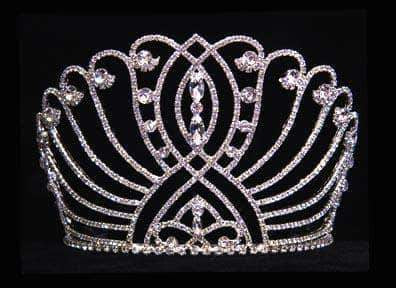 #16044 4.5" Intersecting Scroll Tiara (Limited Supply) Tiaras & Crowns up to 6" Rhinestone Jewelry Corporation