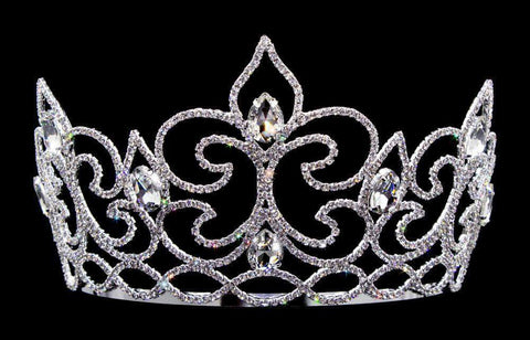 #16571 - Flower of The River Tiara with Combs 4.5" Tall Tiaras & Crowns up to 6" Rhinestone Jewelry Corporation