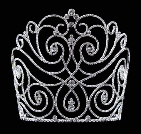 #16587 - Diamond Top Swirl Tiara with Combs - 7" Tall (Limited Supply)