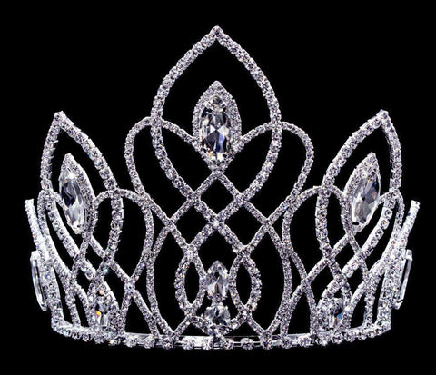 #16650 Vaulted Navette Tiara with Combs 5" Tiaras & Crowns up to 6" Rhinestone Jewelry Corporation