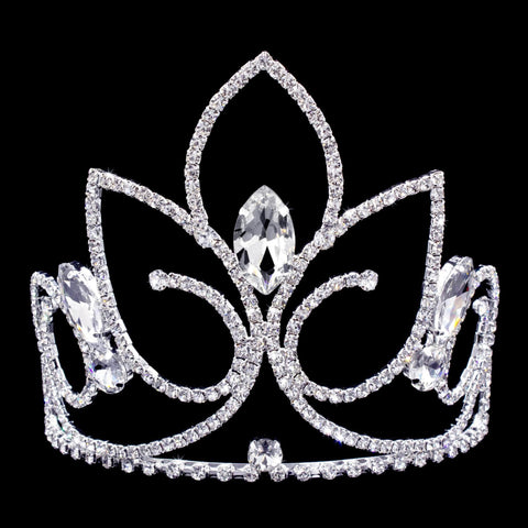 #16743 - Lotus Tiara with Combs - 5" (Limited Supply) Tiaras & Crowns up to 6" Rhinestone Jewelry Corporation