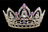 #16779abg - AB Arch Tiara with Combs Gold Plated- 4.75"