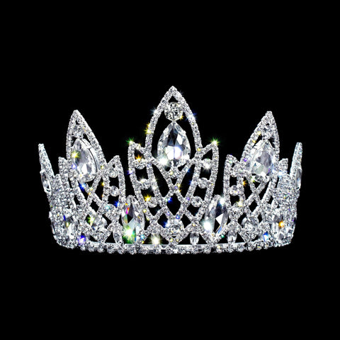 #17340 - Trident Princess Tiara with Combs - 3.25" (Limited Supply) Tiaras & Crowns up to 6" Rhinestone Jewelry Corporation
