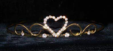 #14687G - Sweet Heart Wire Tiara - Gold Plated Tiaras up to 1" Rhinestone Jewelry Corporation
