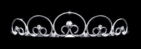 #15263 - Wire Snail Tiara - Silver Tiaras up to 1" Rhinestone Jewelry Corporation