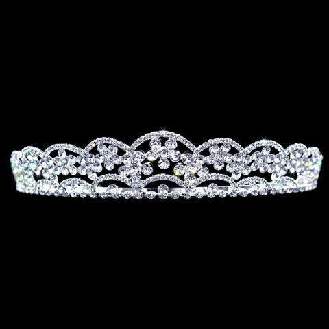 #12091 Floating Flowers Tiara Tiaras up to 1.25 " Rhinestone Jewelry Corporation