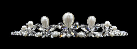 #16564 - Butterfly Pearl Tiara with Combs Tiaras up to 1.25 " Rhinestone Jewelry Corporation