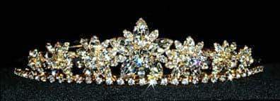 #12608 Marquis Flower Tiara - Gold Plated