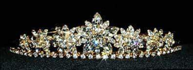 #12608 Marquis Flower Tiara - Gold Plated