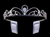 #16240 - Royal Scroll Tiara with Combs Tiaras up to 1.5" Rhinestone Jewelry Corporation
