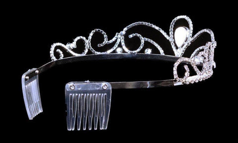 #16240 - Royal Scroll Tiara with Combs Tiaras up to 1.5" Rhinestone Jewelry Corporation