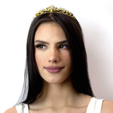 Dainty Swirl Pearl Tiara - #11109G Gold Plated Tiaras up to 1" Rhinestone Jewelry Corporation