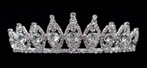 #16598 Rivoli Burst Tiara - 2" Tall Tiaras up to 2" Rhinestone Jewelry Corporation