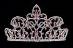 #16174 Caped Crown Rose and AB - 4" Tiaras up to 3" Rhinestone Jewelry Corporation